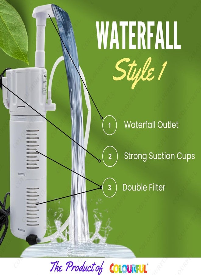 colourful فلتر حوض السمك الملون - 6 في 1 على شكل نافورة | مضخة ترشيح غاطسة متعددة الوظائف | شلال | مطر | فلتر فعال وهادئ لأحواض السمك (BL-99E | أسود | 18 واط | 1000 لتر/ساعة) - Image 5